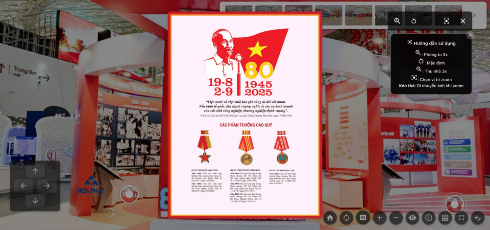 Cuộc hành trình ảo bắt đầu từ Khu vực Khánh tiết. Tại đây, màn hình lớn trình chiếu những hình ảnh, video giới thiệu tổng quan về sự phát triển của ngành, cùng với những phần thưởng cao quý mà Đảng và Nhà nước đã trao tặng cho ngành Công Thương trong suốt 80 năm qua. Những hiện vật mang tính biểu tượng như bản sao Sổ mua hàng hóa của Sở Mậu dịch Nam Bộ năm 1954 hay chiếc áo Xưởng May 10 tặng Bác Hồ năm 1959, được số hóa một cách tỉ mỉ, giúp người xem ở bất kỳ đâu cũng có thể chiêm ngưỡng và tìm hiểu về ý nghĩa lịch sử của chúng.