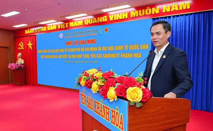 Ông Nguyễn Thanh Hải - Tổng Giám đốc Công ty Yến sào Khánh Hòa phát biểu tại lễ ký kếtÔng Nguyễn Thanh Hải - Tổng Giám đốc Công ty Yến sào Khánh Hòa phát biểu tại lễ ký kết