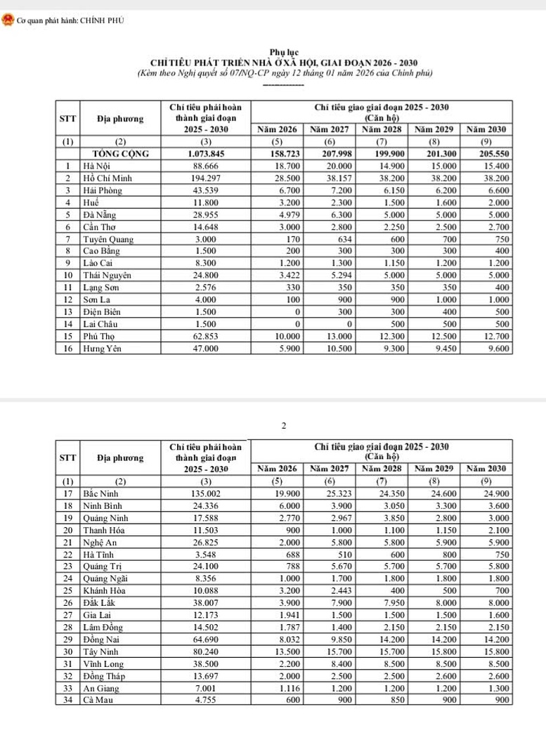 Description: Chính phủ giao chỉ tiêu phát triển nhà ở xã hội cho các địa phương- Ảnh 2.
