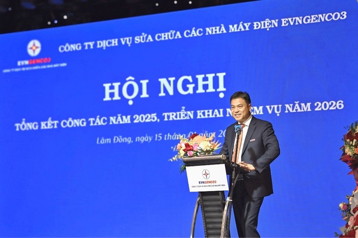 Ông Đinh Quốc Lâm - Bí thư Đảng ủy, Chủ tịch HĐQT EVNGENCO3 phát biểu chỉ đạo tại Hội nghị