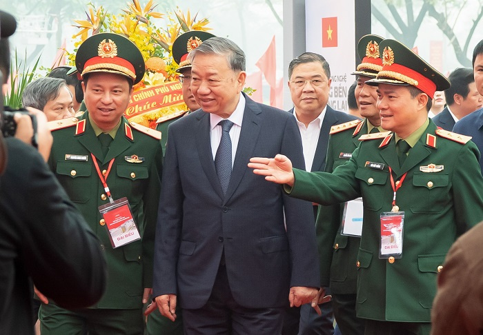 Tổng Bí thư Ban Chấp hành Trung ương Đảng Cộng sản Việt Nam Tô Lâm tham dự lễ khởi công. (Ảnh: Viettel).