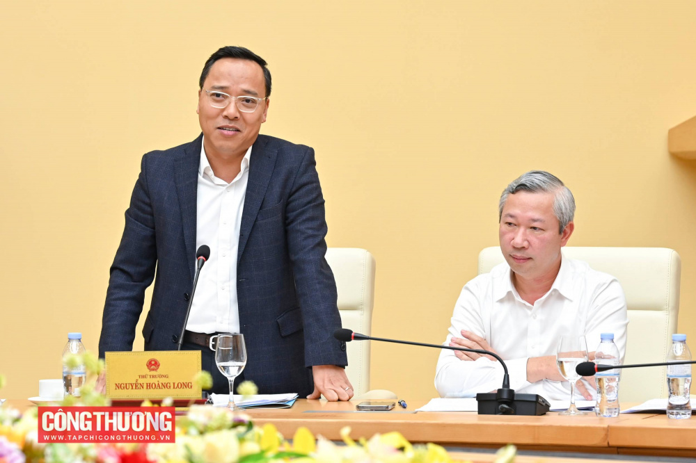 Thứ trưởng Bộ Công Thương Nguyễn Hoàng Long phát biểu tại cuộc họp
