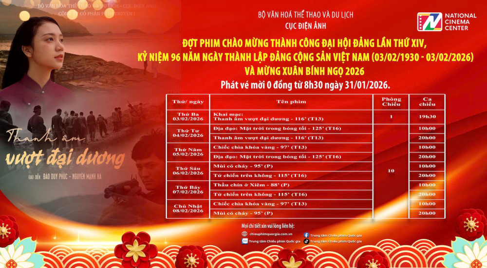 Đợt phim chào mừng thành công Đại hội Đảng lần XIV và kỷ niệm 96 năm Ngày thành lập Đảng