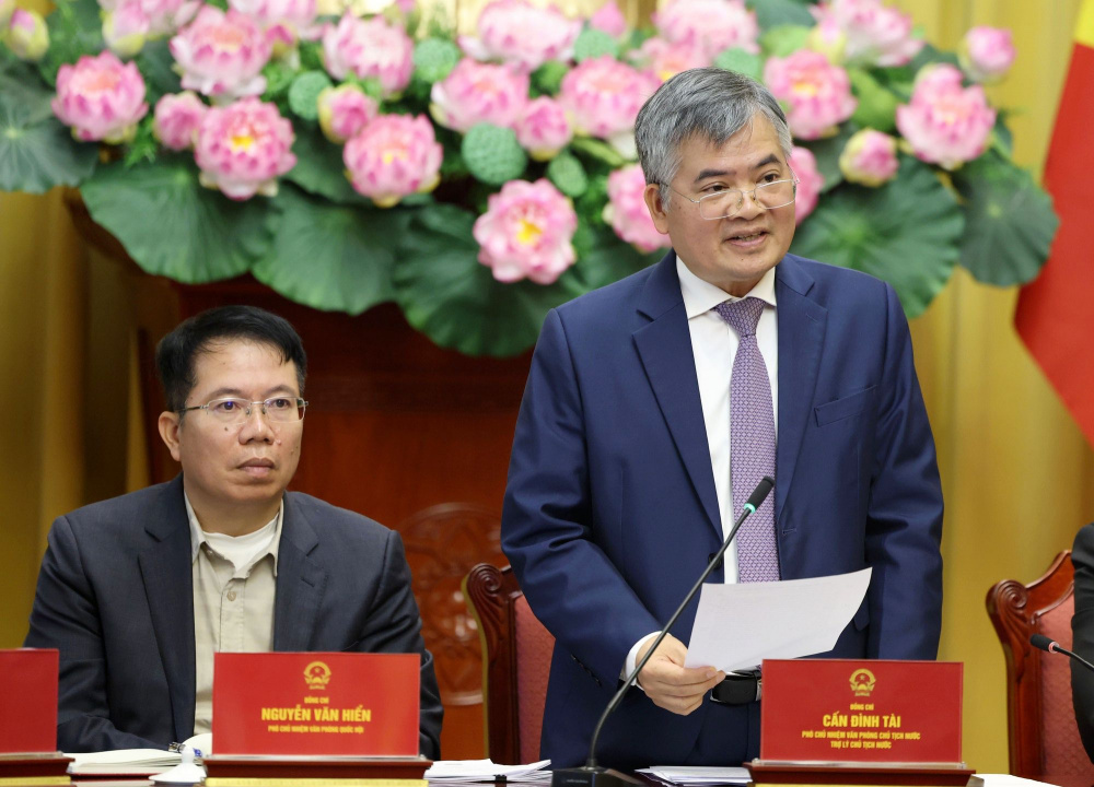 Sáng 07/01/2025, tại Phủ Chủ tịch, Văn phòng Chủ tịch nước tổ chức họp báo công bố Lệnh của Chủ tịch nước về 12 luật đã được Kỳ họp thứ 10, Quốc hội XV thông qua liên quan đến nhiều lĩnh vực khác nhau.