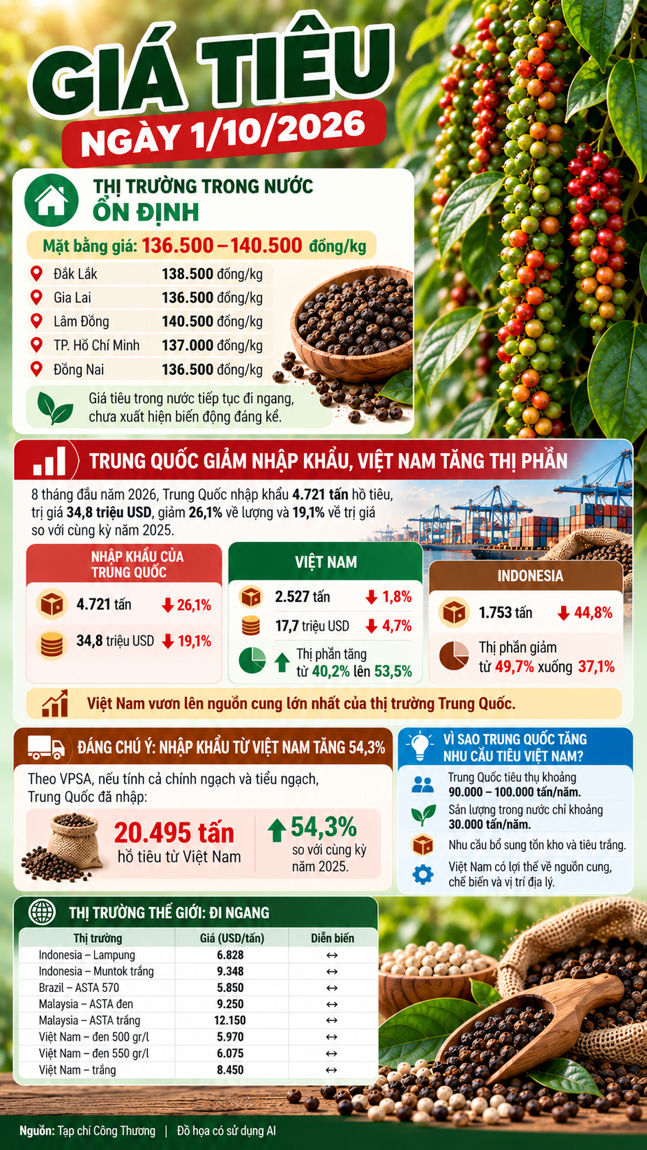 giá tiêu hôm nay