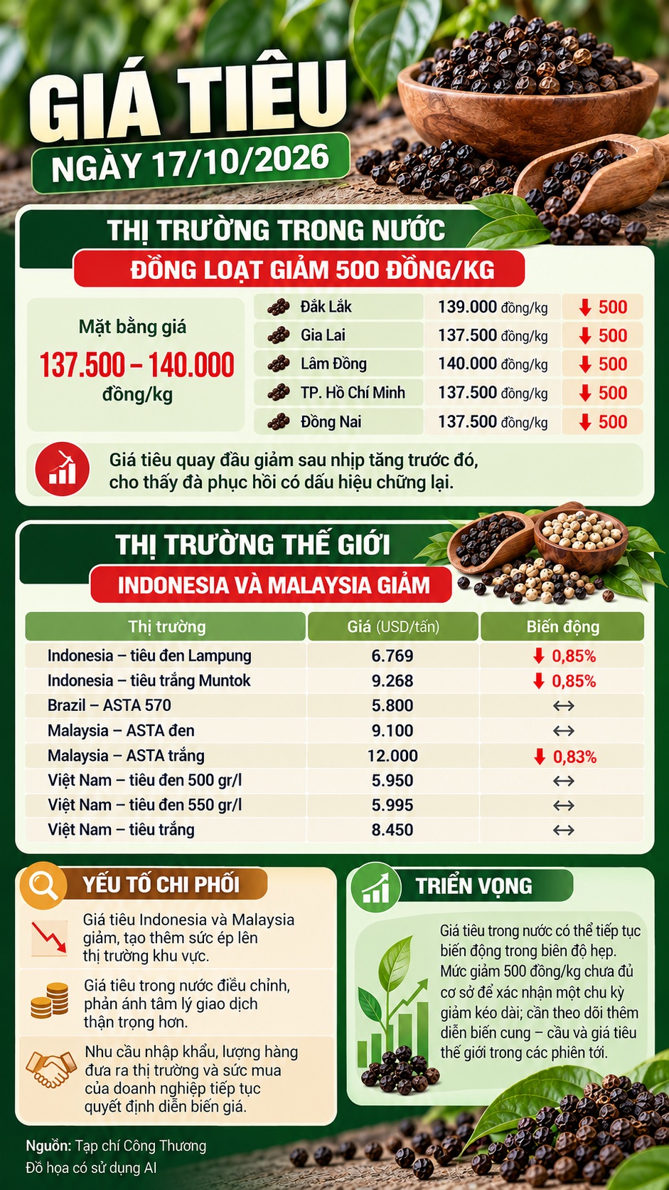giá tiêu hôm nay