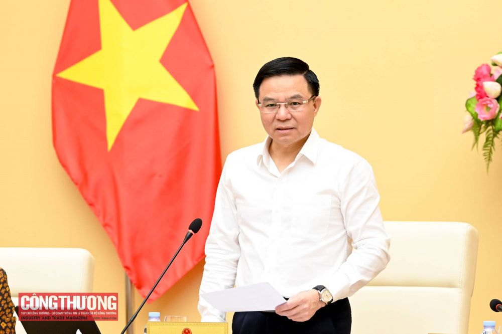 Bộ trưởng Bộ Công Thương Lê Mạnh Hùng phát biểu tại buổi làm việc