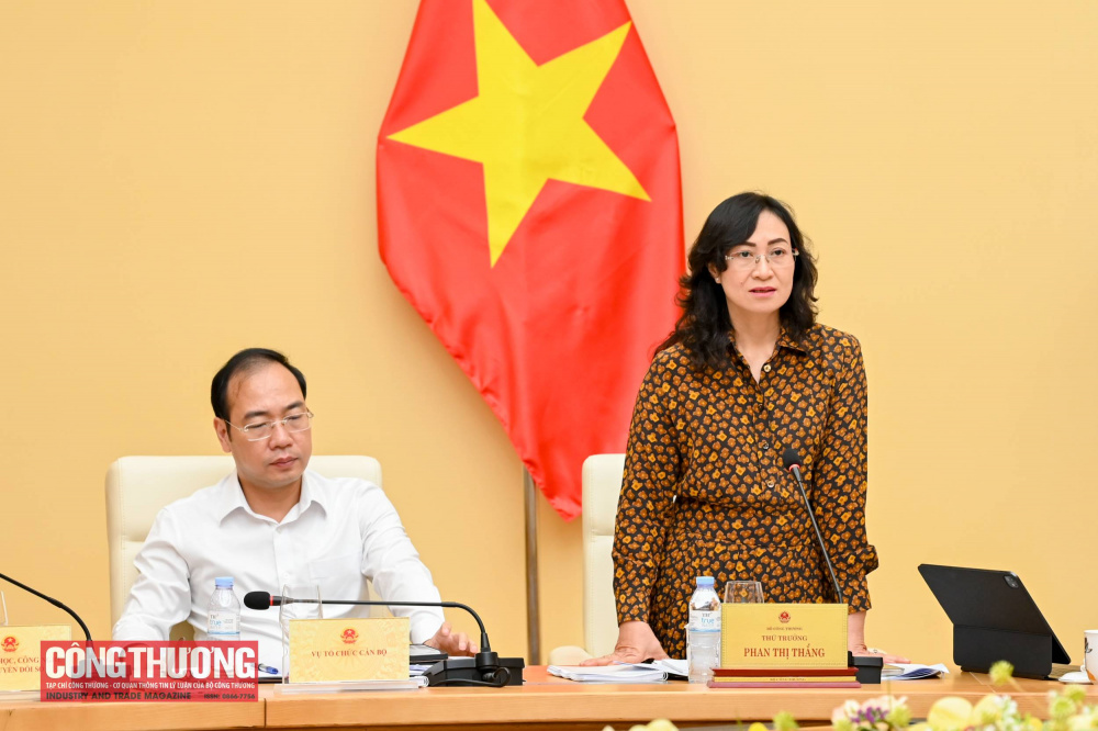 Thứ trưởng Bộ Công Thương Phan Thị Thắng phát biểu tại buổi làm việc