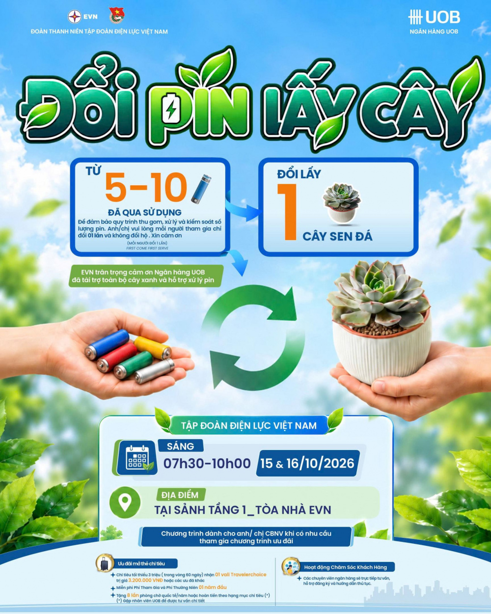 “Thu pin cũ - Đổi cây xanh”