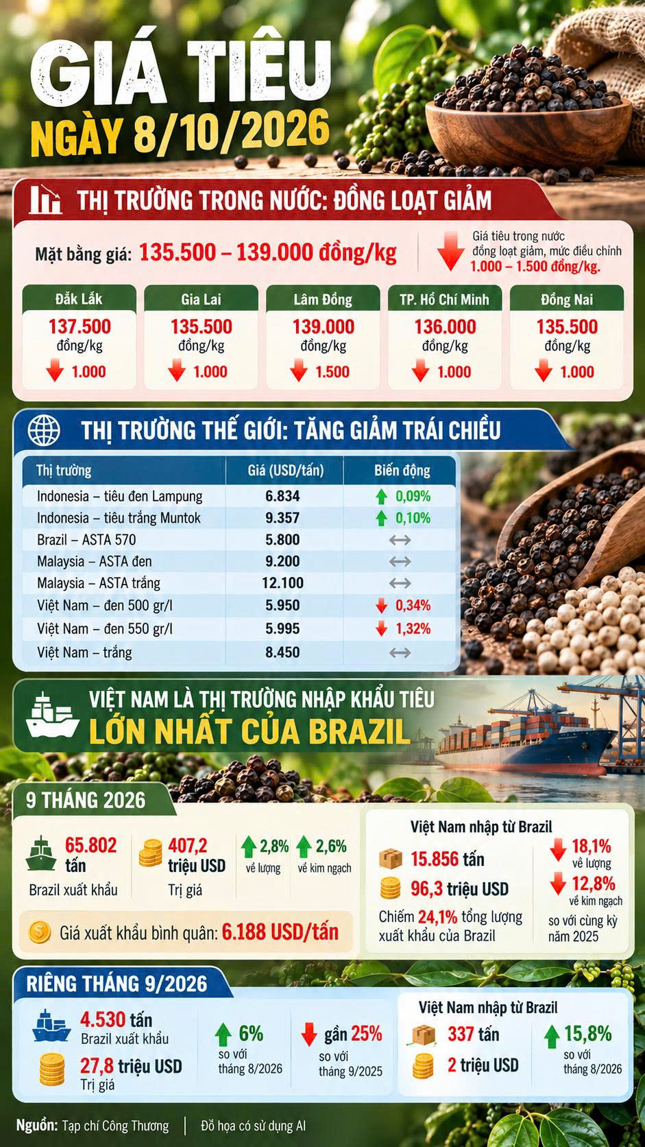 giá tiêu hôm nay