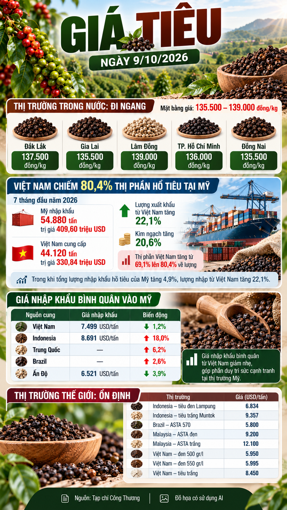 giá tiêu hôm nay