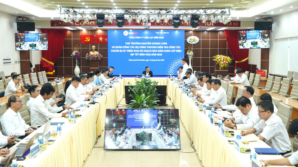 Ngày 13/2/2026, Đoàn công tác Bộ Công Thương do Thứ trưởng Nguyễn Hoàng Long làm Trưởng đoàn đã có buổi làm việc với Tổng công ty Điện lực miền Nam (EVNSPC) về công tác chuẩn bị và triển khai kế hoạch đảm bảo điện dịp Tết Nguyên đán Bính Ngọ 2026.