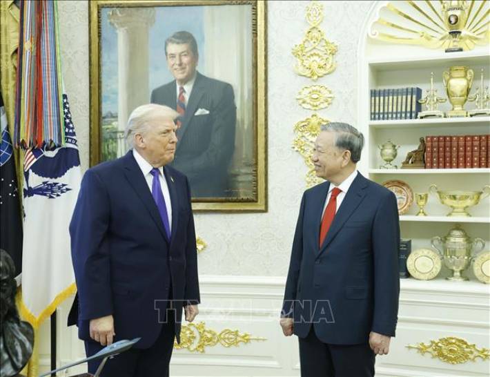 Tổng thống Donald Trump hoan nghênh và cảm ơn Việt Nam đã tuyên bố tham gia Hội đồng Hòa bình về Gaza - Ảnh: TTXVN