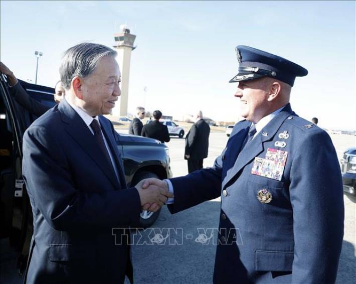 Lễ tiễn Tổng Bí thư Tô Lâm tại sân bay quân sự Andrews - Ảnh: TTXVN