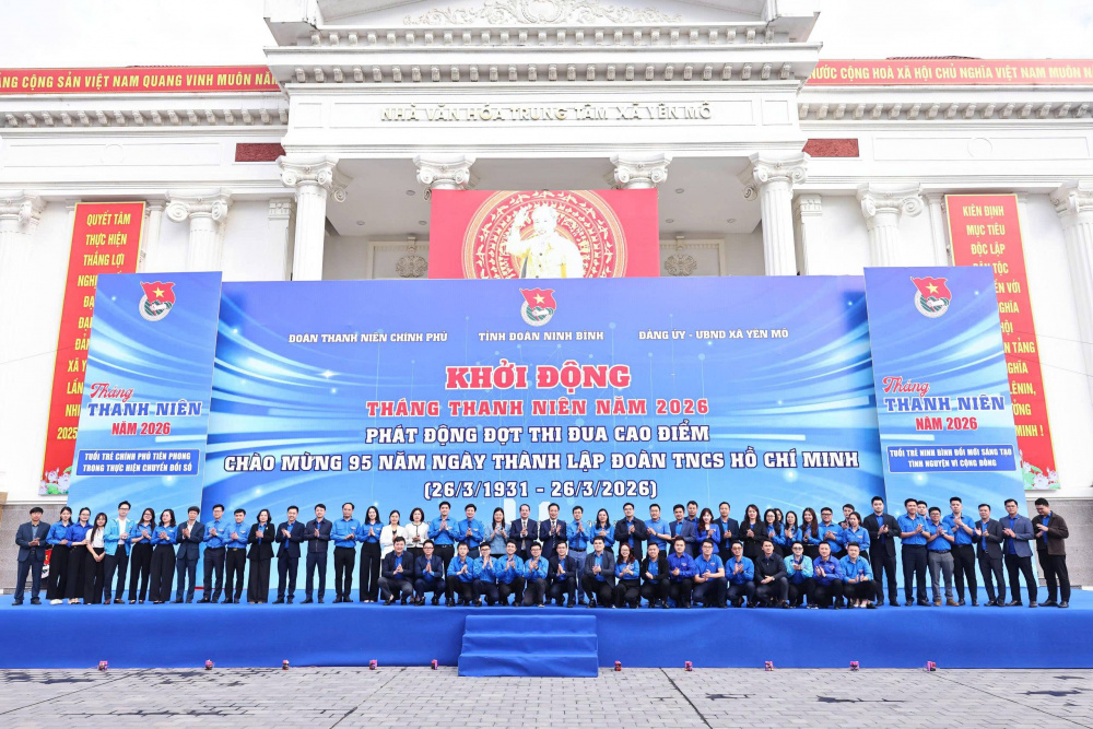 Đoàn Thanh niên Chính phủ và Tỉnh đoàn Ninh Bình phối hợp tổ chức Lễ khởi động Tháng thanh niên năm 2026 và Phát động đợt Thi đua cao điểm Chào mừng 95 năm Ngày thành lập Đoàn TNCS Hồ Chí Minh (26/3/1931 - 26/3/2026).