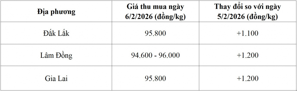 giá cà phê hôm nay