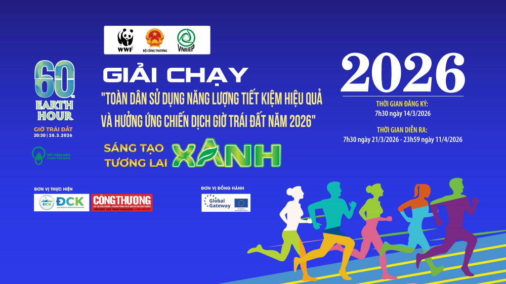 Giải chạy trực tuyến “Toàn dân sử dụng năng lượng tiết kiệm hiệu quả và hưởng ứng Giờ Trái đất năm 2026”