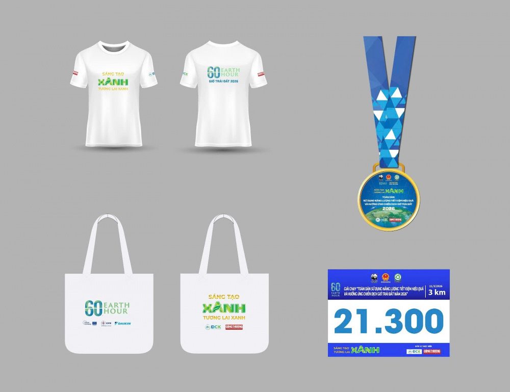Race kit của Giải chạy hưởng ứng Toàn dân sử dụng năng lượng tiết kiệm hiệu quả và hưởng ứng Chiến dịch Giờ Trái đất năm 2026”