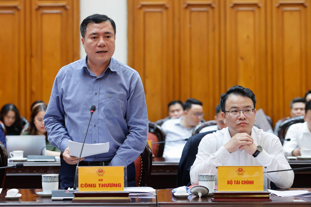 Thứ trưởng Bộ Công Thương Nguyễn Sinh Nhật Tân phát biểu tại cuộc họp - Ảnh: VGP
