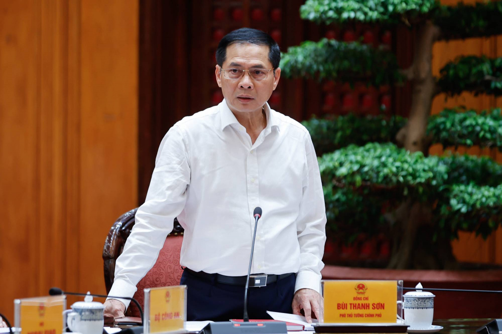 Phó Thủ tướng Bùi Thanh Sơn phát biểu tại cuộc họp - Ảnh: VGP