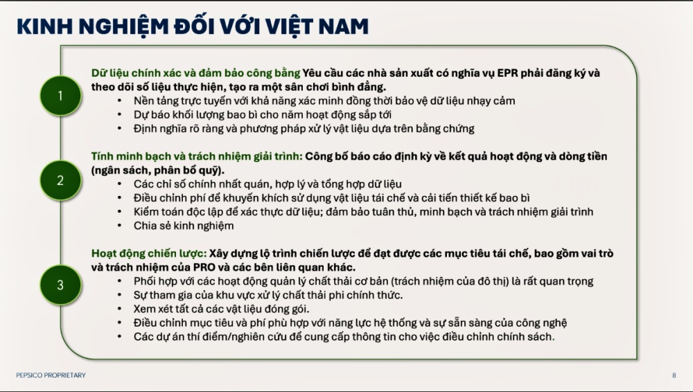 Khuyến nghị kinh nghiệm thực thi EPR quốc tế cho Việt Nam