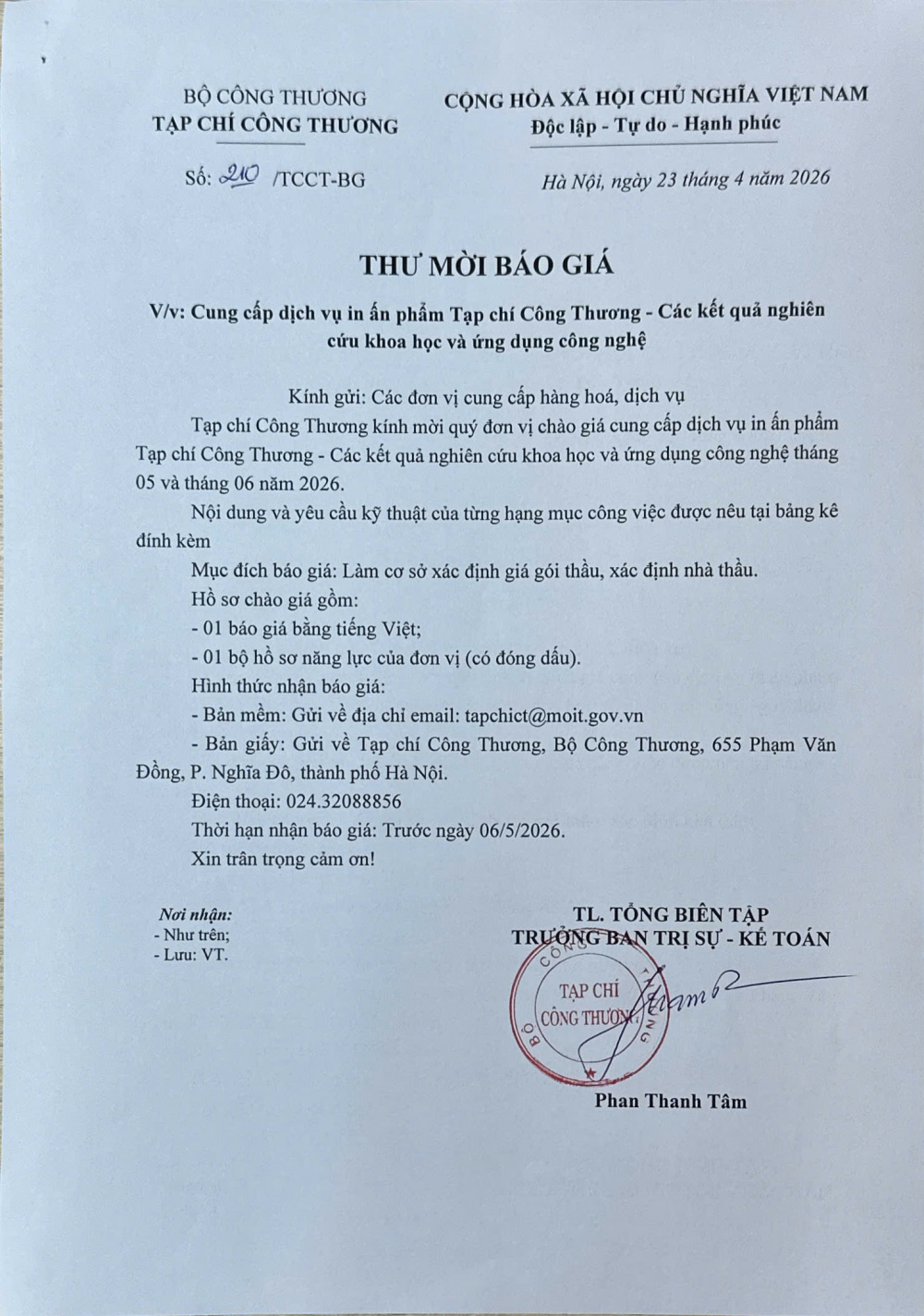 TẠP CHÍ CÔNG THƯƠNG MỜI BÁO GIÁ CUNG CẤP DỊCH VỤ IN ẤN