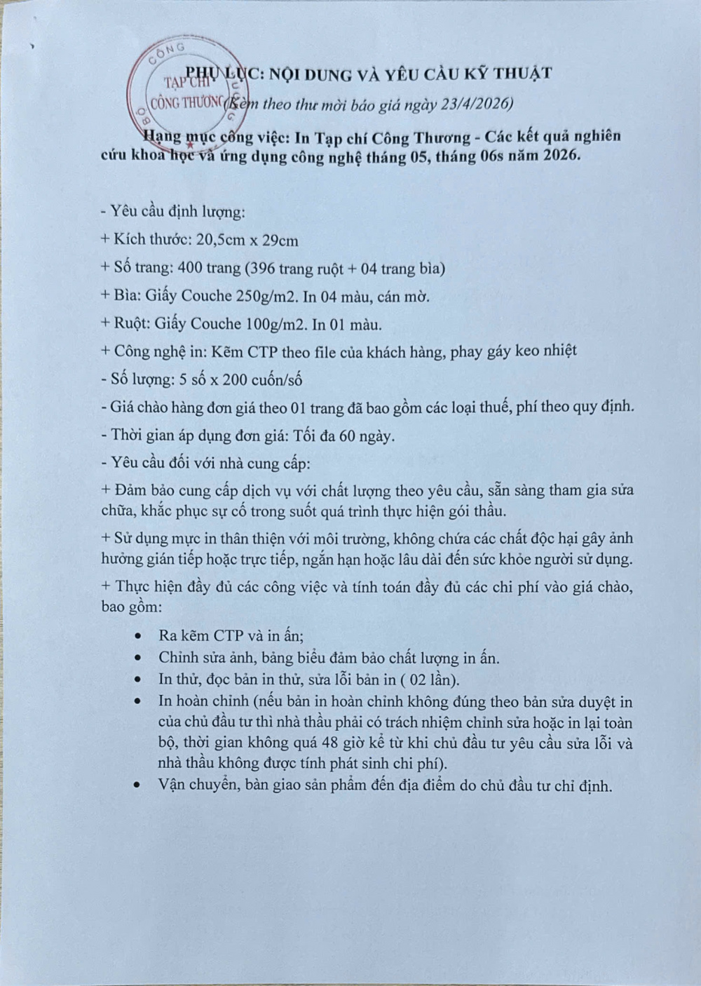TẠP CHÍ CÔNG THƯƠNG MỜI BÁO GIÁ CUNG CẤP DỊCH VỤ IN ẤN