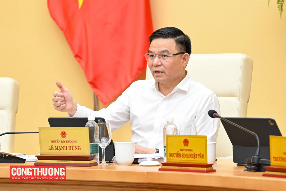 Quyền Bộ trưởng Bộ Công Thương Lê Mạnh Hùng phát biểu tại phiên họp