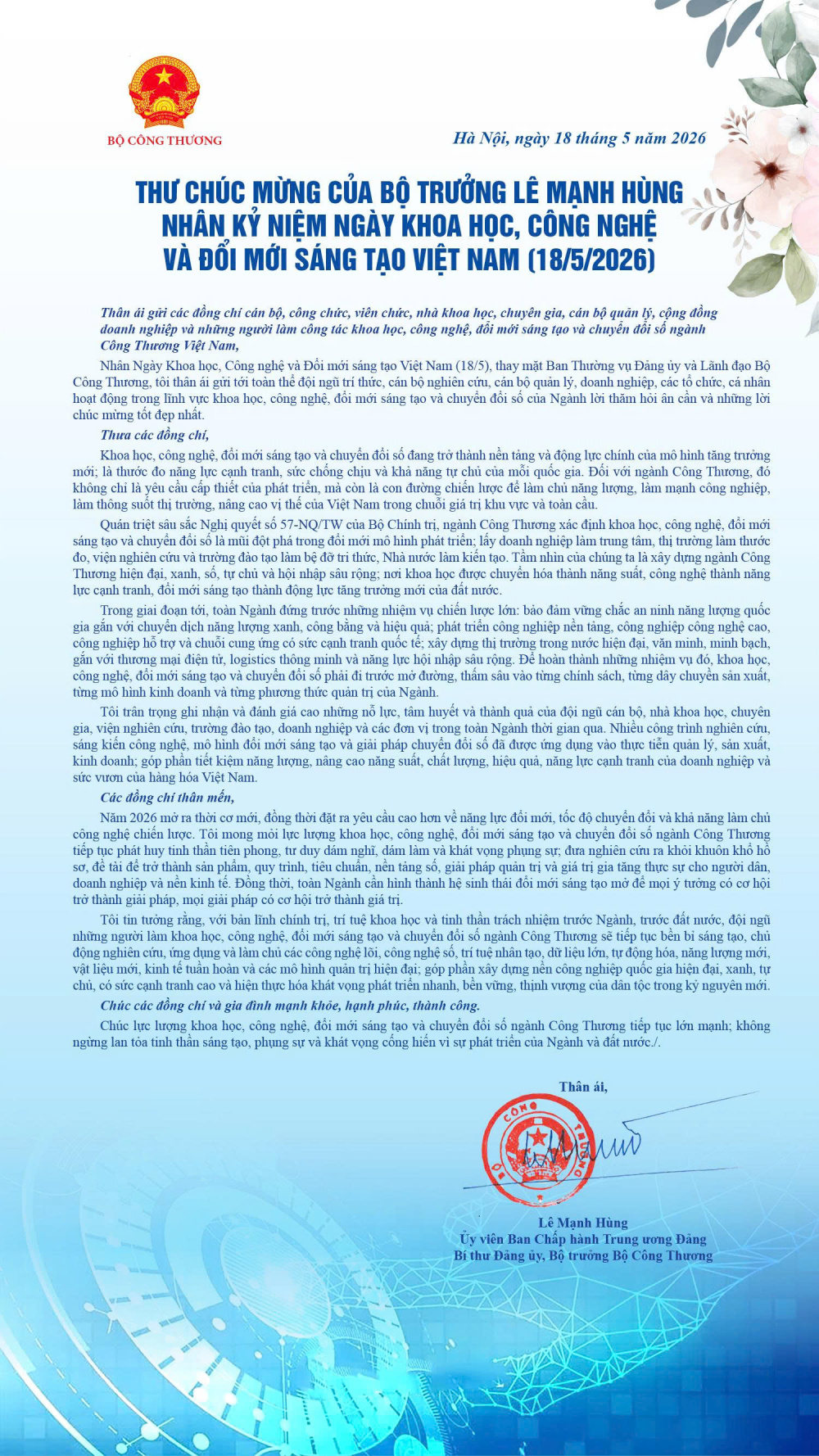 ngày khoa học công nghệ