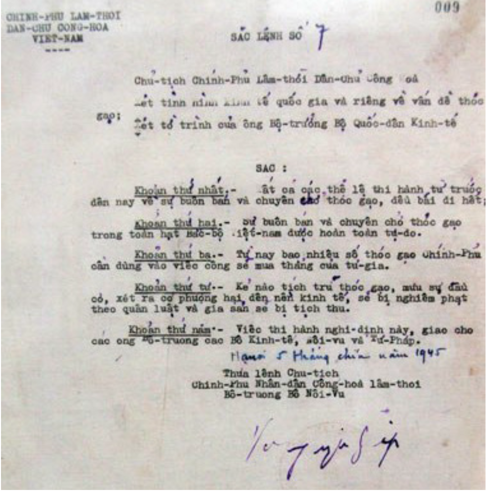 Ngày 06/10/1945, Nha Thương vụ và Nha Kinh tế Tín dụng trực thuộc Bộ Quốc dân Kinh tế được thành lập nhằm góp phần thúc đẩy tiến trình phục hồi và phát triển các hoạt động thương mại trong và ngoài nước 