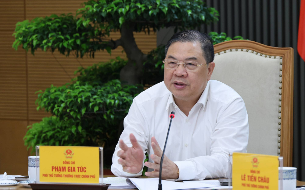 Phó Thủ tướng Thường trực Phạm Gia Túc nêu rõ, trong bối cảnh yêu cầu tăng trưởng hai con số, nhu cầu năng lượng, đặc biệt là điện phục vụ sản xuất, sẽ tăng rất cao - Ảnh: VGP