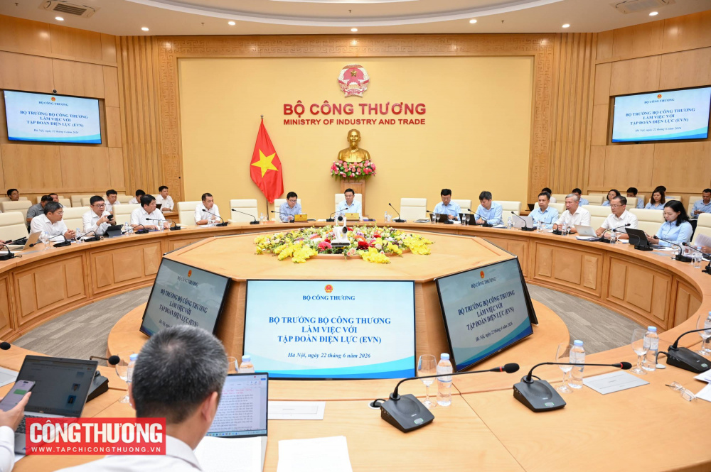 Sáng ngày 22/6/2026, tại trụ sở Bộ Công Thương, Bộ trưởng Lê Mạnh Hùng đã chủ trì cuộc làm việc với Tập đoàn Điện lực Việt Nam (EVN) và các đơn vị liên quan