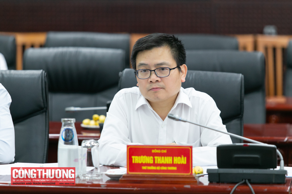 Thứ trưởng Trương Thanh Hoài cùng lãnh đạo các Cục, Vụ thuộc Bộ Công Thương tham gia buổi làm việc.