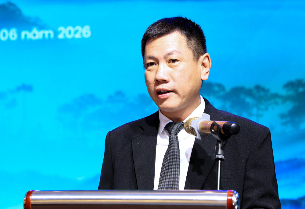 Ông Nguyễn Linh Vũ, Phó Giám đốc Trung tâm Xúc tiến Đầu tư, Thương mại và Du lịch tỉnh Lâm Đồng phát biểu tại chương trình.