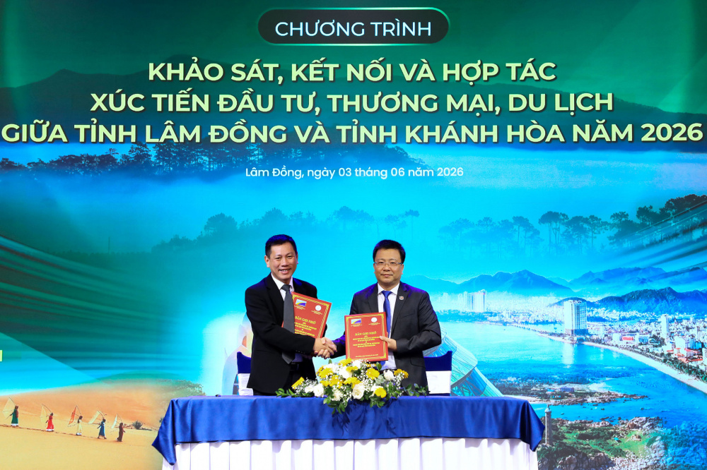 Trung tâm Xúc tiến đầu tư, thương mại và du lịch 2 tỉnh Lâm Đồng và Khánh Hòa ký kết biên bản ghi nhớ