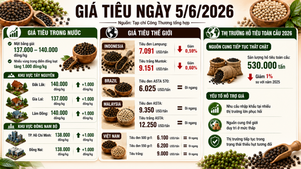 giá tiêu hôm nay
