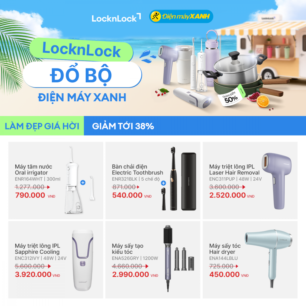 Sale hè bùng nổ cùng LocknLock: Ưu đãi đến 50%++ toàn ngành hàng tại Điện Máy Xanh