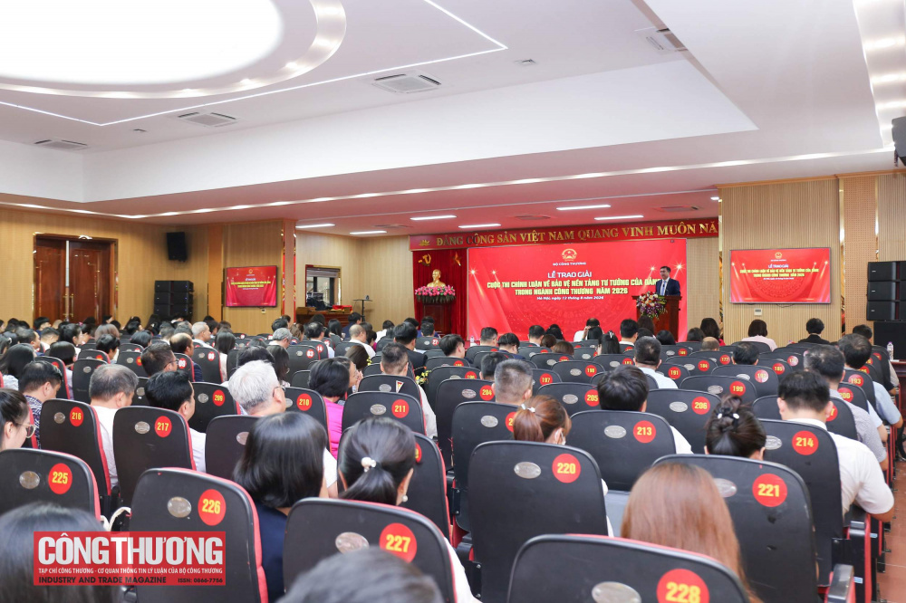 Lễ trao giải Cuộc thi chính luận về bảo vệ nền tảng tư tưởng của Đảng trong ngành Công Thương năm 2026.