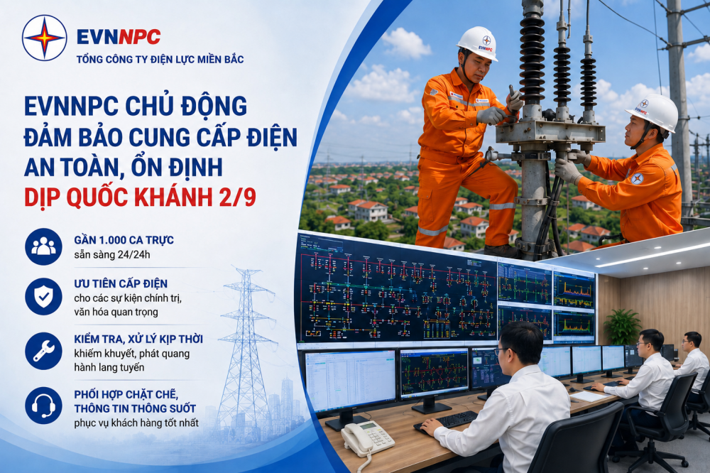 EVNNPC sẵn sàng bảo đảm điện an toàn dịp Quốc khánh 2/9