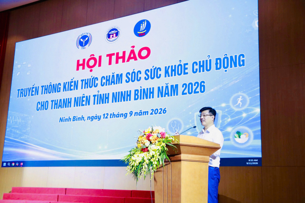 Ông Vũ Mạnh Cường, Giám đốc Trung tâm Truyền thông - Giáo dục sức khỏe Trung ương phát biểu khai mạc Hội thảo.