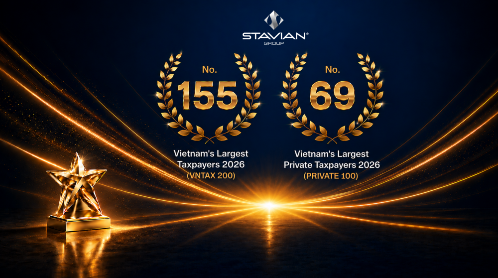 Tập đoàn Stavian được vinh danh trong top 154 VNTAX 200 và top 69 PRIVATE 100 năm 2026