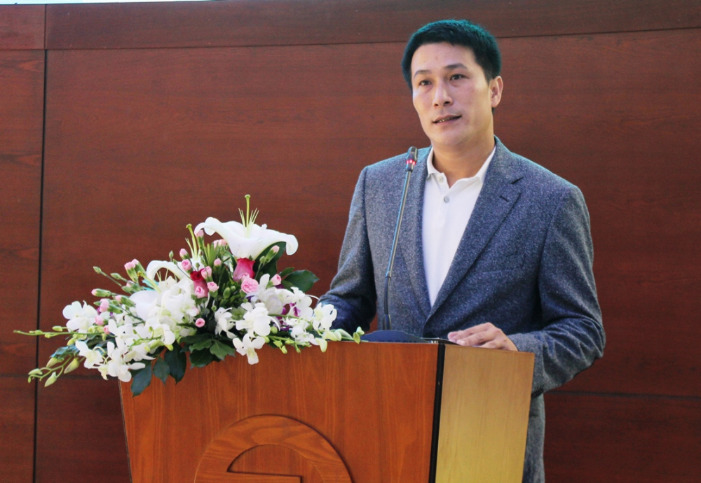 Ông Lương Quang Vinh, Chủ tịch HĐQT Landmark Holding phát biểu tại buổi ra mắt cổ phiếu LMH