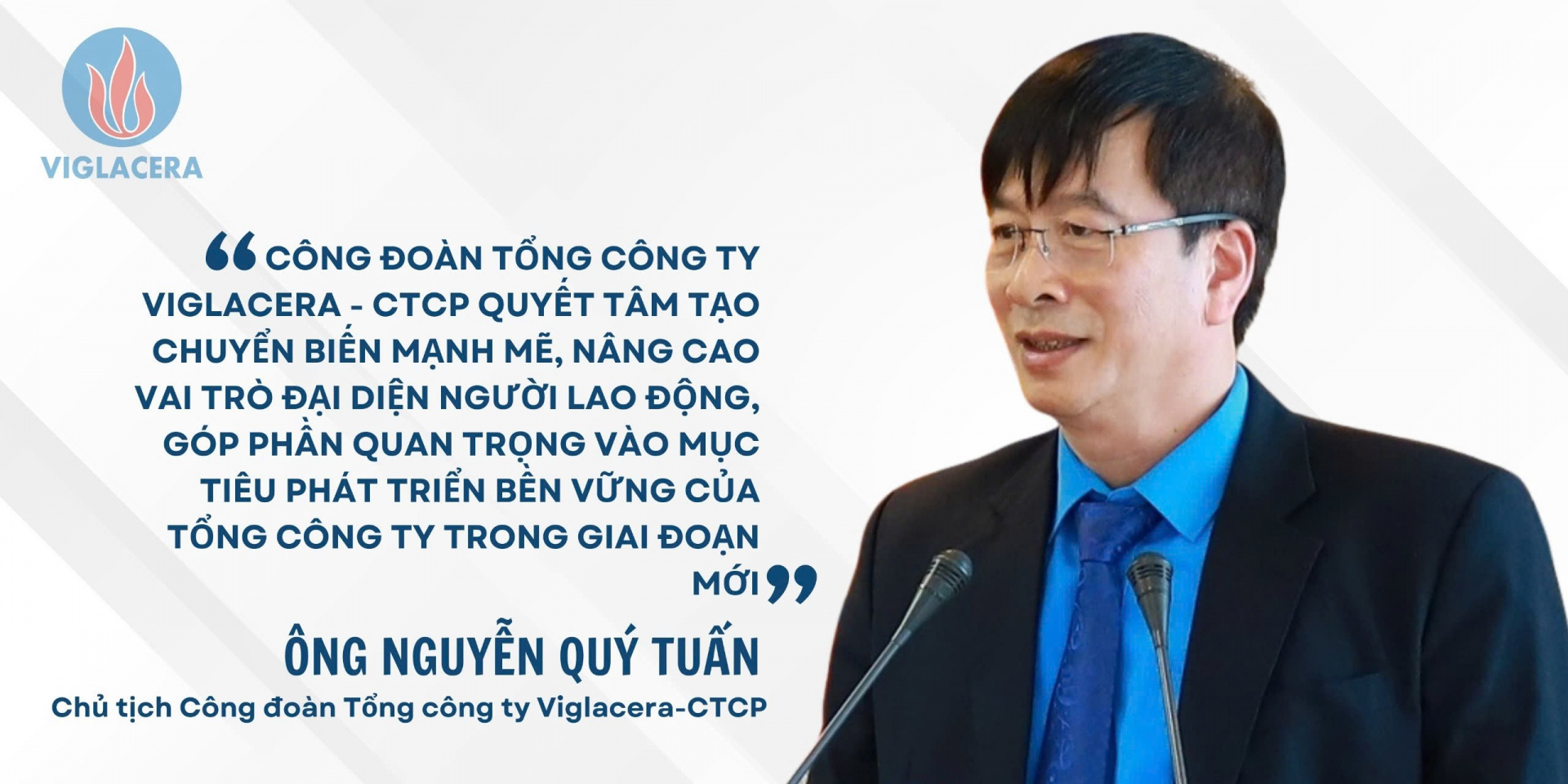 Kế thừa thành quả nhiệm kỳ 2023 - 2025, Công đoàn Tổng công ty đề ra mục tiêu nhiệm kỳ 2025 - 2030 là tiếp tục đồng hành cùng Tổng công ty trong tiến trình tái cơ cấu, đổi mới quản trị và nâng cao hiệu quả sản xuất kinh doanh, hướng tới mục tiêu doanh thu đạt 1 tỷ USD/năm. Công đoàn phấn đấu xây dựng quan hệ lao động hài hòa, ổn định ở tất cả đơn vị; thực hiện đầy đủ chế độ chính sách; đảm bảo 100% công đoàn cơ sở ký Thỏa ước lao động tập thể;100% người lao động được tham gia bảo hiểm xã hội… Công đoàn Tổng công ty xác định tập trung vào các nhóm nhiệm vụ: Chăm lo, bảo vệ quyền và lợi ích hợp pháp của người lao động; đẩy mạnh chuyển đổi số và tái cơ cấu hệ thống hoạt động công đoàn; nâng cao chất lượng cán bộ công đoàn, đa dạng hóa phong trào thi đua, chương trình văn hóa - thể thao; phát huy vai trò đồng hành trong quá trình chuyên môn triển khai các dự án sản xuất, đầu tư, phát triển vật liệu mới và mở rộng thị trường. Hội nghị Đại biểu đã bầu Ban Chấp hành Công đoàn Tổng công ty Viglacera - CTCP khóa XI gồm 15 ủy viên. Ông Nguyễn Quý Tuấn tiếp tục được tín nhiệm giữ chức Chủ tịch Công đoàn Tổng công ty nhiệm kỳ 2025-2030. Thay mặt Ban Chấp hành khóa mới, ông Nguyễn Quý Tuấn cảm ơn sự tin tưởng của đoàn viên và cam kết tiếp tục đổi mới hoạt động Công đoàn theo phương châm tinh gọn và sáng tạo để đạt hiệu quả; Chủ động trong mọi hoạt động; vì quyền và lợi ích hợp pháp, chính đáng của đoàn viên và người lao động; vì sự phát triển bền vững của Tổng công ty và của ngành Xây dựng.