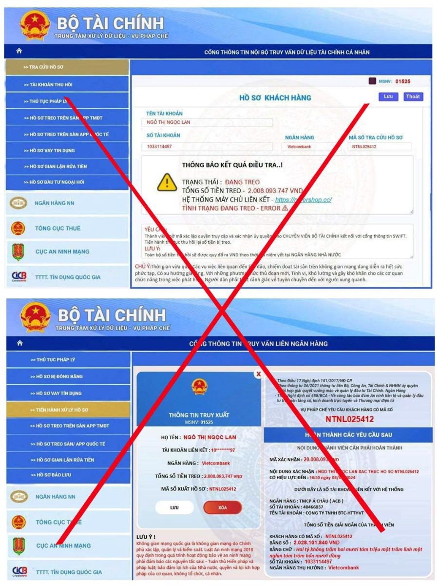 Ảnh 2. Website giả mạo Bộ tài chính - Nguồn: Báo Điện tử Chính phủ.
