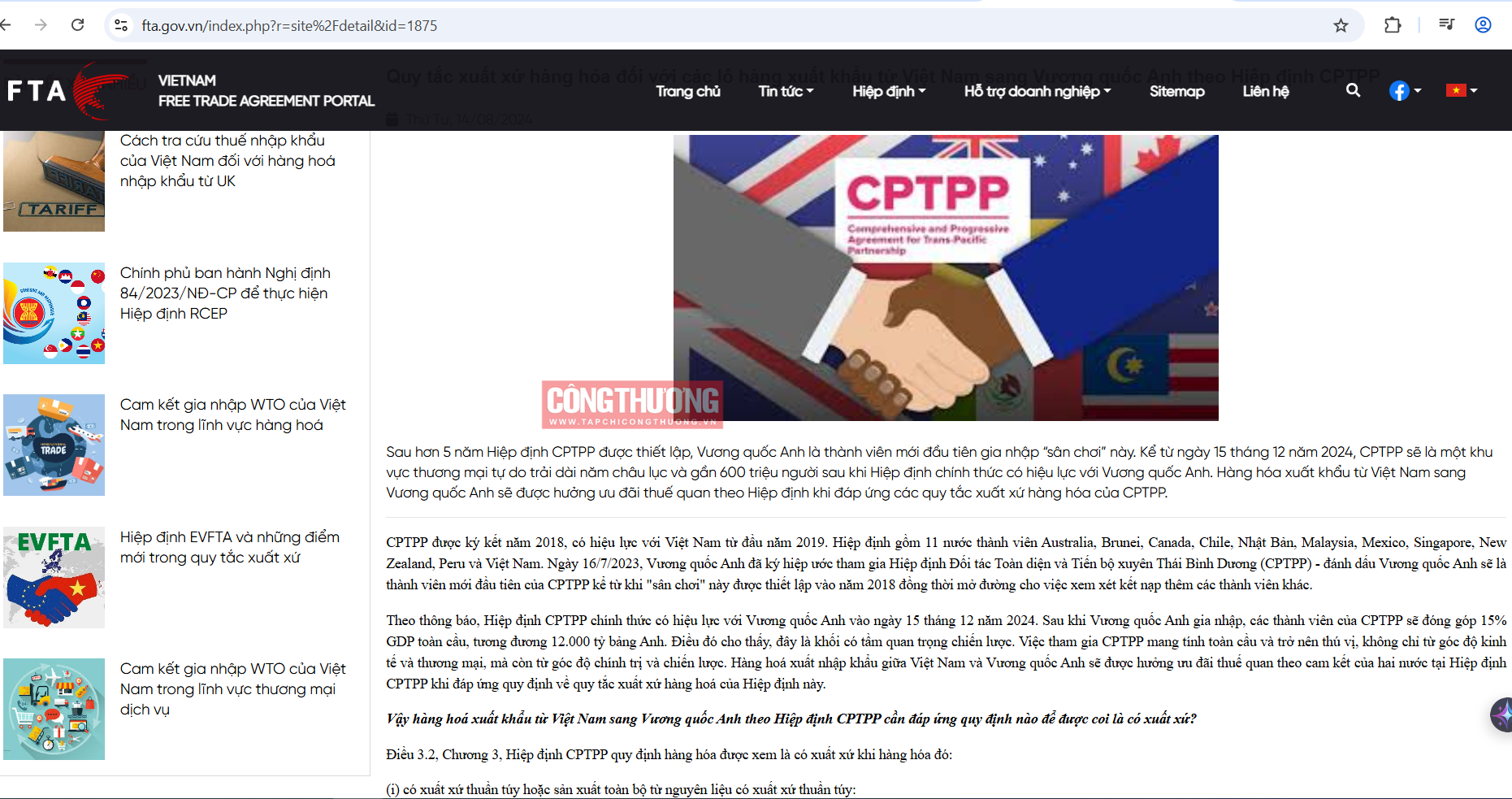 cam kết xuất xứ UK CPTPP