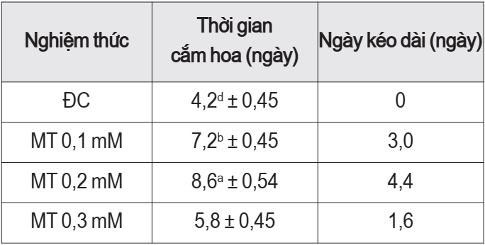 thời gian cắm bình
